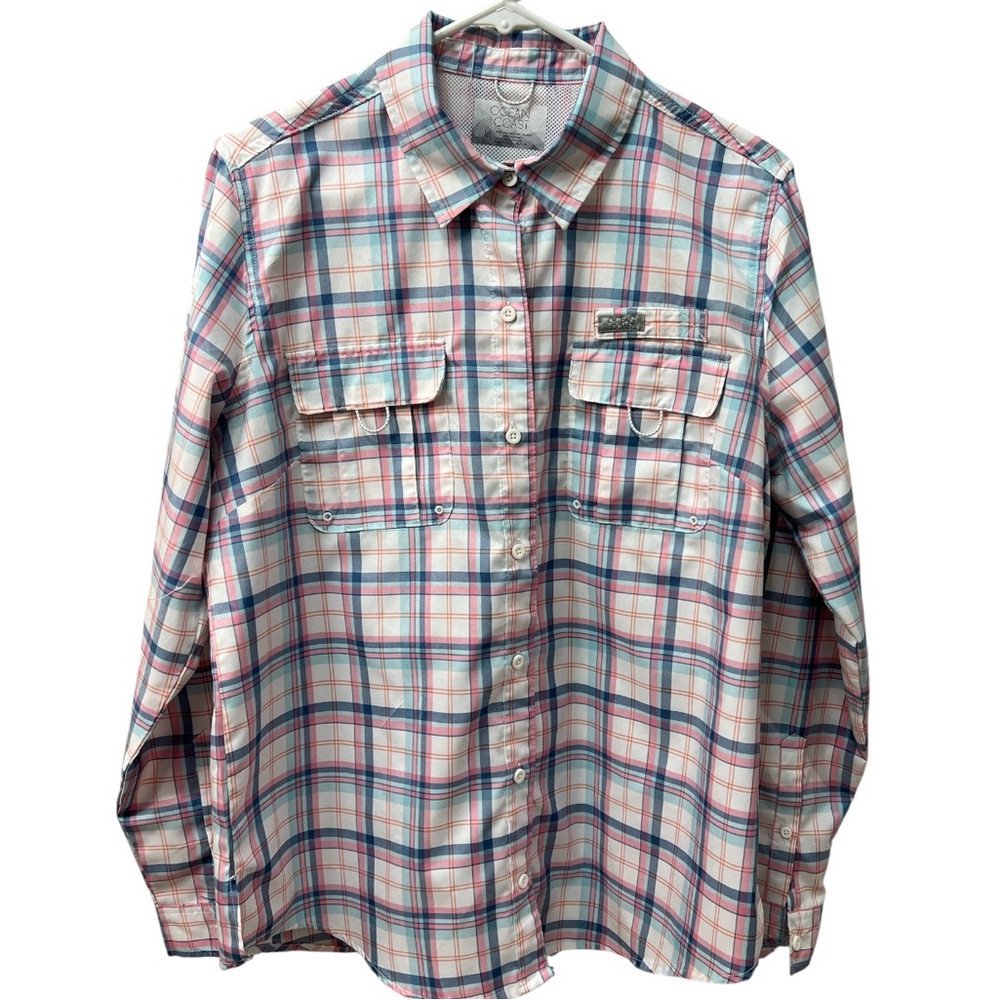 Ocean + Coast Plaid Vented Outdoor/Fishing Button-Up | Size L